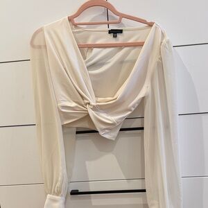 Dynamite Cream Twist Front Blouse